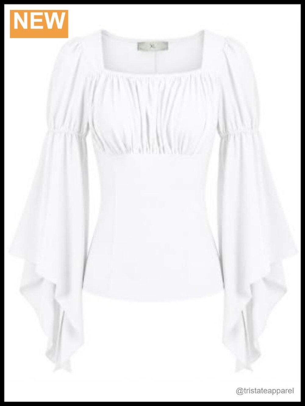 Renaissance Bell Sleeve Blouse Square Neck Ruched Fairycore